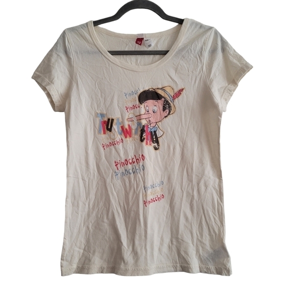 H&M Divided Girls 12 Disney Pinocchio Baby Yellow Short Sleeve Graphic T-Shirt - Picture 1 of 6
